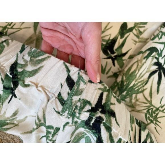 NWT J. Jill Linen Blend Barley Palm Bamboo Tropical Wide Leg Cropped Pants LP - Picture 7 of 15